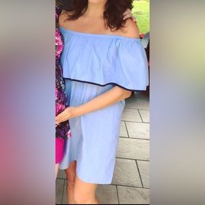 J. Crew off the shoulder blue dress